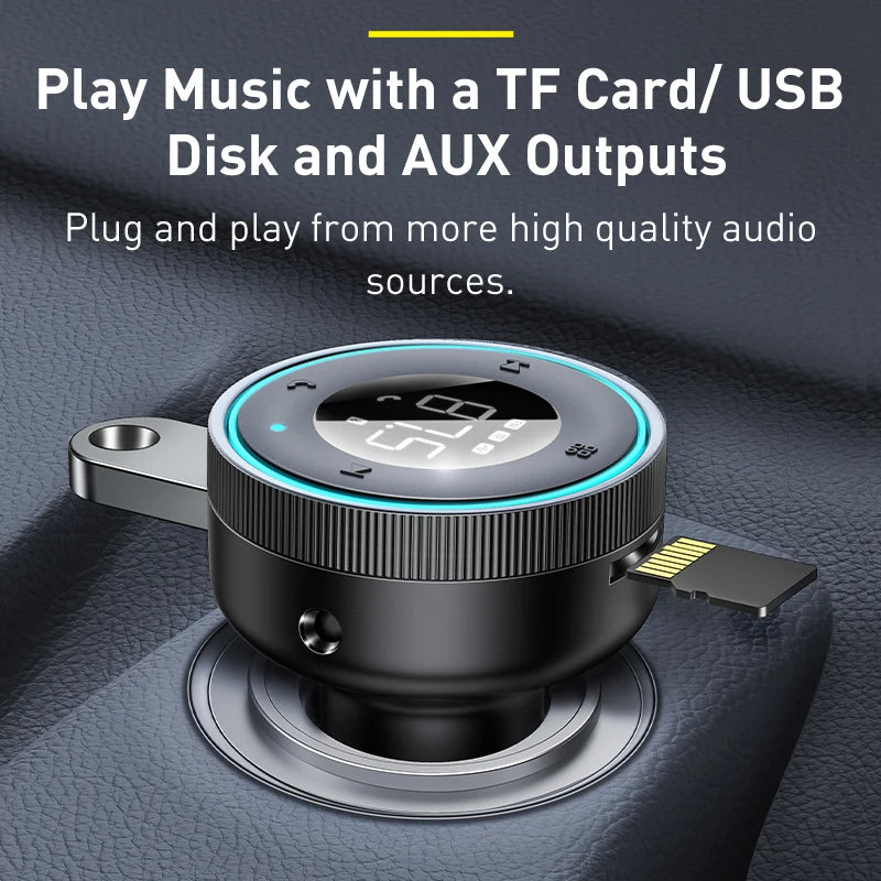 Baseus FM Modulator: Bluetooth 5.0 Music Adapter with 3.4A Dual USB Car Charger