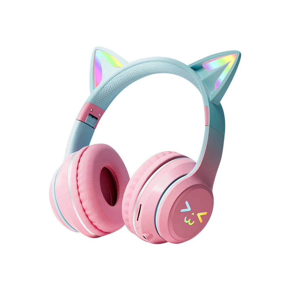 Wireless Cat Ear Headphones: RGB Light-Up Bluetooth Earphones for Music and Gaming