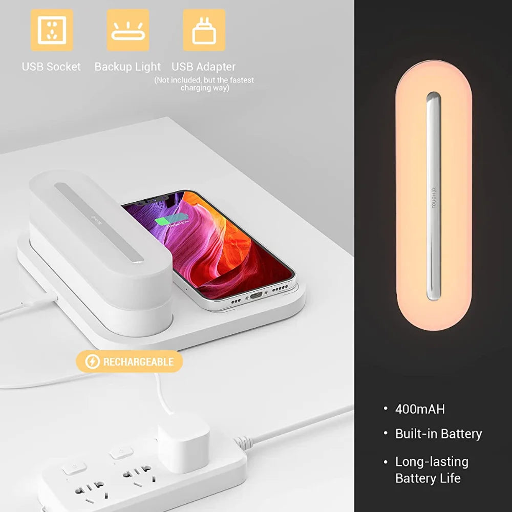 Fast Charge Wireless Desk Lamp: Adjustable Touch Light for Bedroom and Office Use