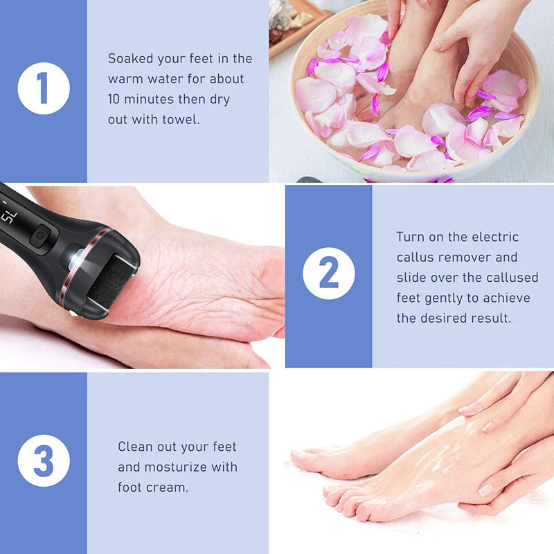 Professional Electric Foot Sandpaper File: Heels Grinding Tool for Dead Skin and Callus Removal