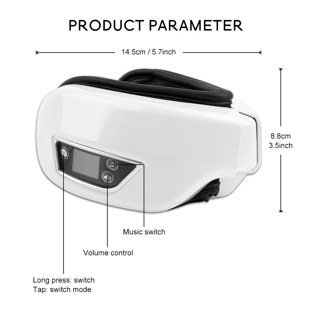 Smart Eye Massager with 6D Airbag Vibration: Bluetooth Hot Compress for Eye Comfort and Fatigue Relief