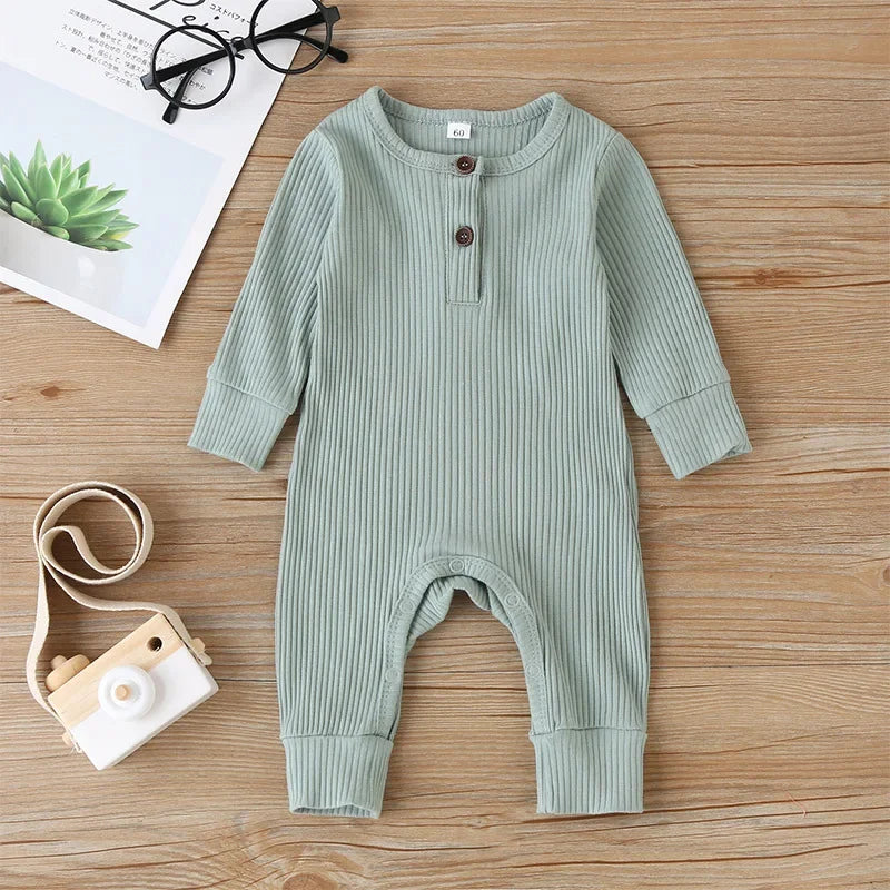 Autumn Cotton Romper for Newborns: Long Sleeve Playsuit for Infants