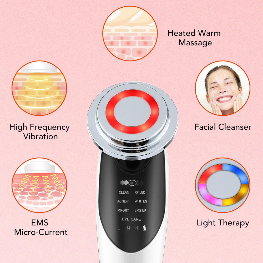 Multifunctional EMS Microcurrent Face Lifting & LED Skin Rejuvenation Massager