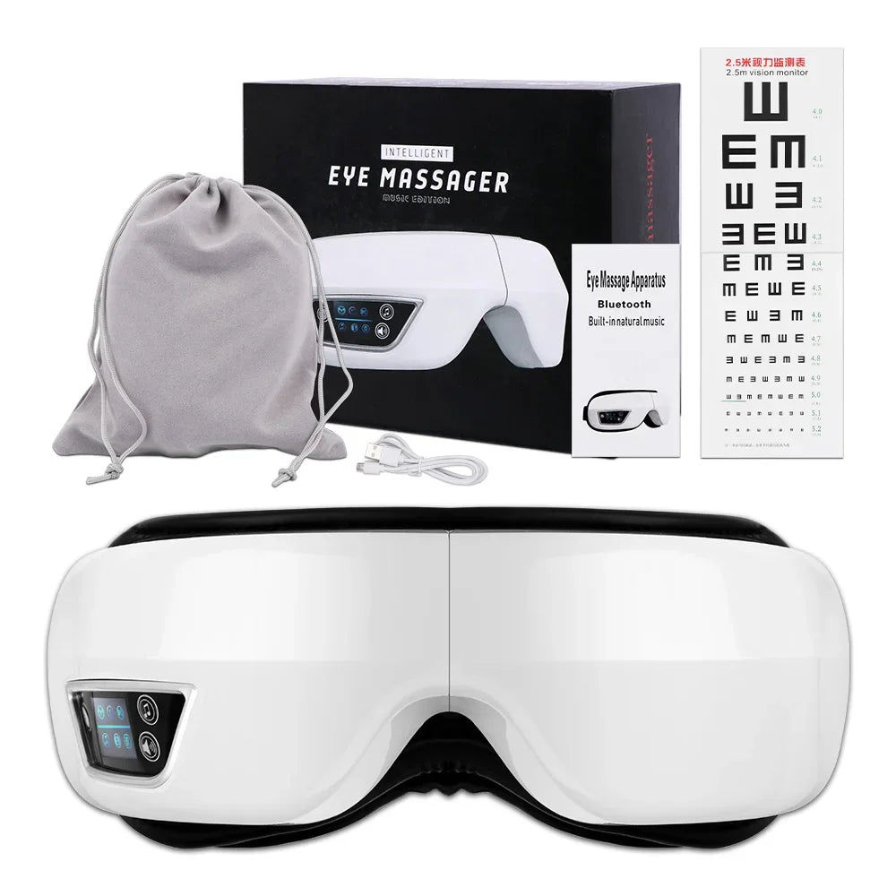 Smart Eye Massager with 6D Airbag Vibration: Bluetooth Hot Compress for Eye Comfort and Fatigue Relief