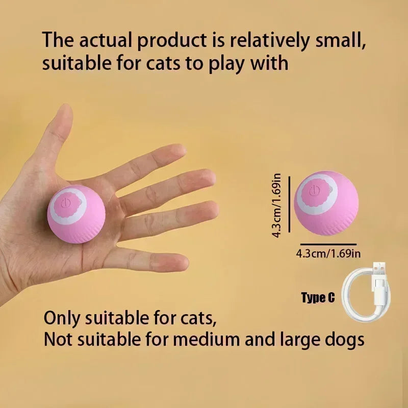 Interactive Cat Ball Toy: Automatic Rolling Ball with Faux Mouse Tail for Training