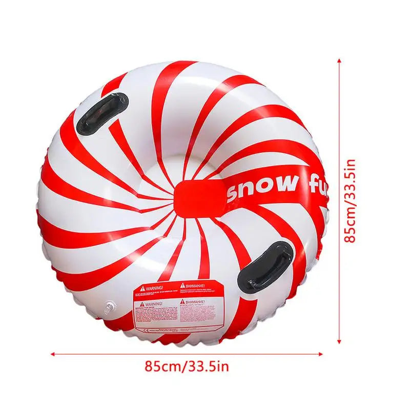 Inflatable Snow Tube for Sledding: Foldable Winter Sledge for Kids and Adults with 2 Handles