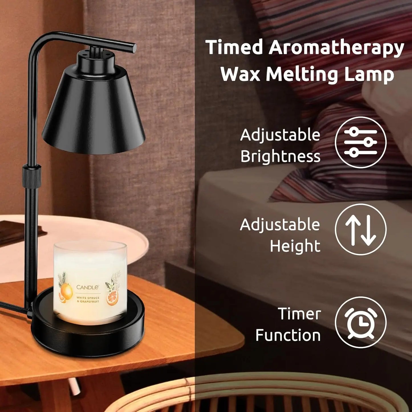 Candle Warmer with Timer: Dimmable Electric Wax Melt Lamp for 3-Wick Scented Candles