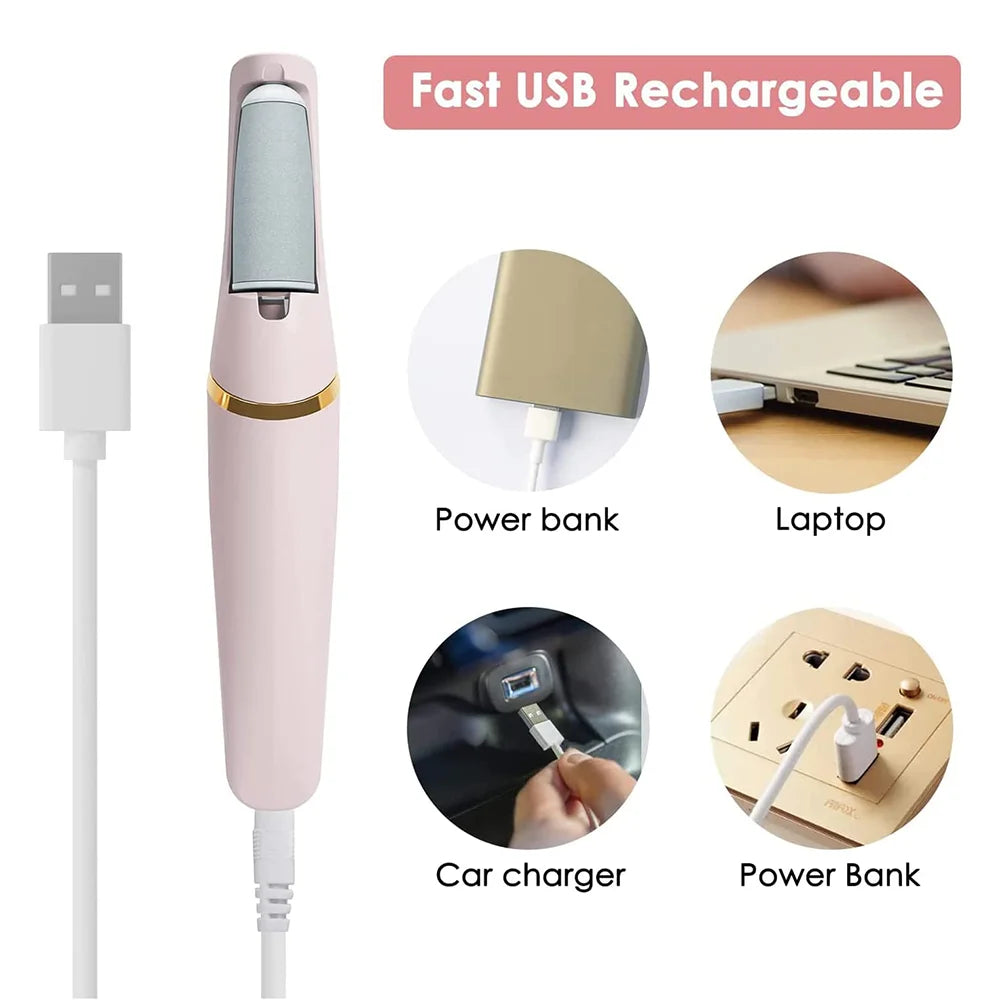 Rechargeable Foot File: Electric Pedicure Tool for Dead Skin and Callus Removal