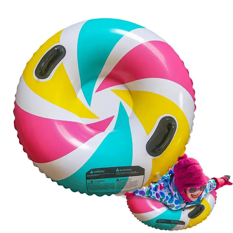 Inflatable Snow Tube for Sledding: Foldable Winter Sledge for Kids and Adults with 2 Handles