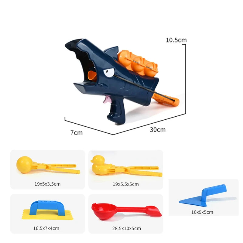 Kids' Shark Snowball Launcher: Plastic Toy with Grasping Clamps for Winter Fun