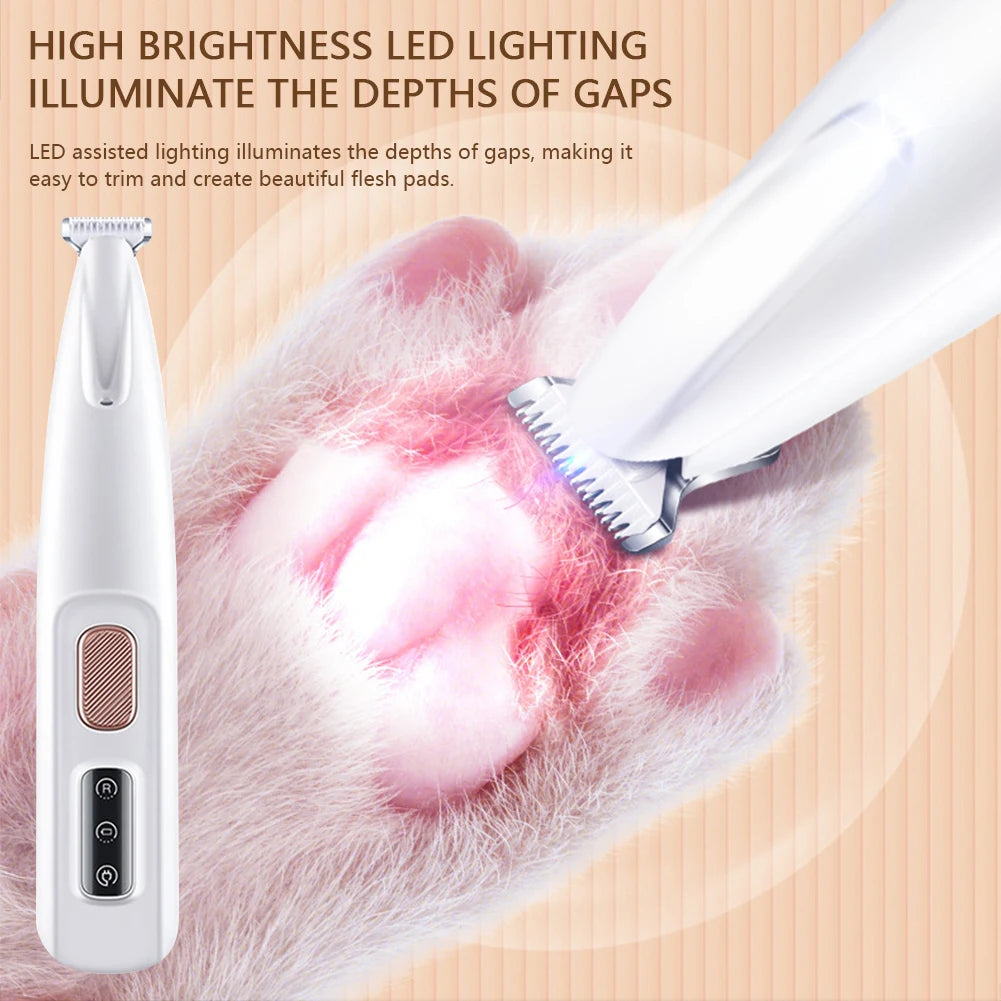 Portable Nail Grooming Tool for Pets: Rechargeable Cordless Dog Paw Trimmer with LED Light