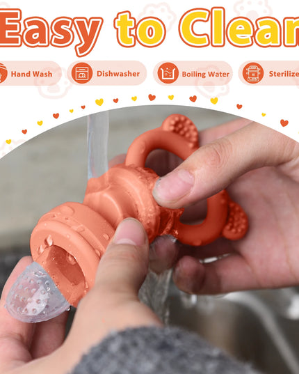 Baby Food Freezer Tray Set: Animal Design Fruit Feeder and Ice Cube Mold with Nipples