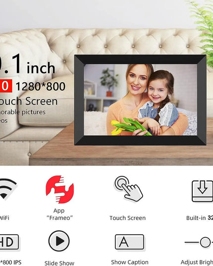 Frameo 10.1-Inch Digital Photo Frame: WiFi-Enabled with 32GB/64GB Storage and 1280x800 Touch Screen