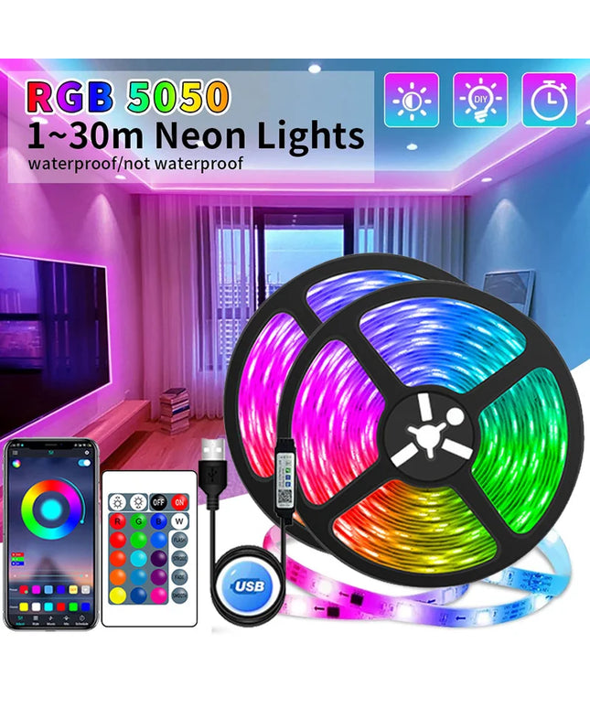 Smart USB LED Strip Lights: Color Changing 5050 RGB Tape with APP Control for Room and TV Backlighting