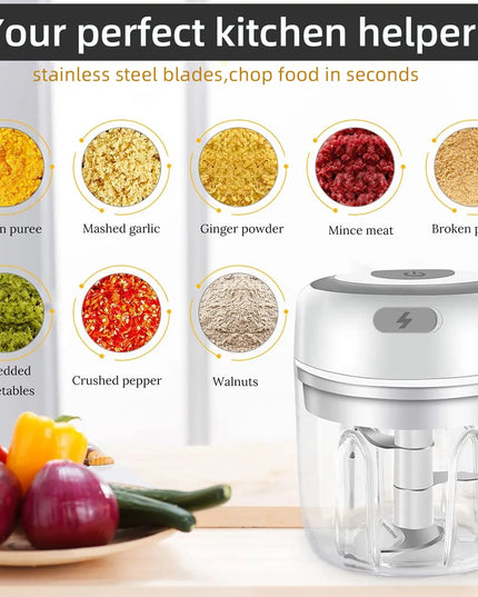 Portable Electric Kitchen Chopper: Mini Garlic Masher and Meat Grinder with USB Charging