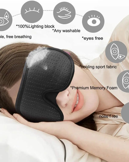 3D Padded Sleep Eye Mask: Light-Blocking Blindfold for Restful Sleep and Relaxation