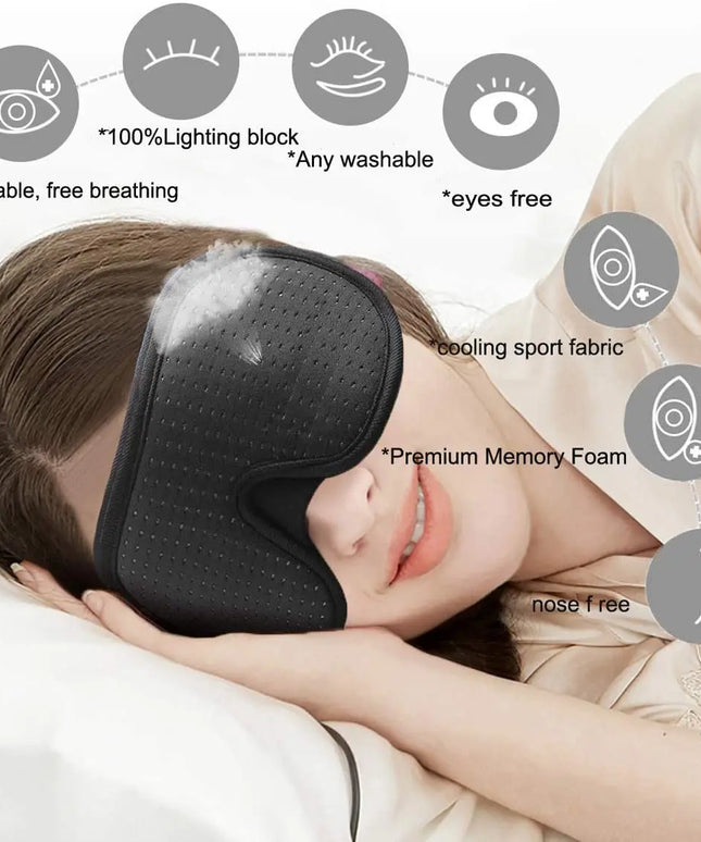 3D Padded Sleep Eye Mask: Light-Blocking Blindfold for Restful Sleep and Relaxation