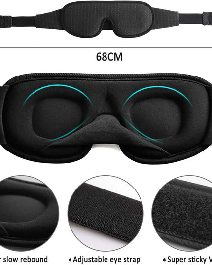 3D Padded Sleep Eye Mask: Light-Blocking Blindfold for Restful Sleep and Relaxation