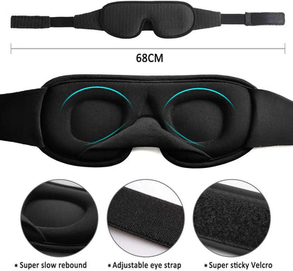 3D Padded Sleep Eye Mask: Light-Blocking Blindfold for Restful Sleep and Relaxation