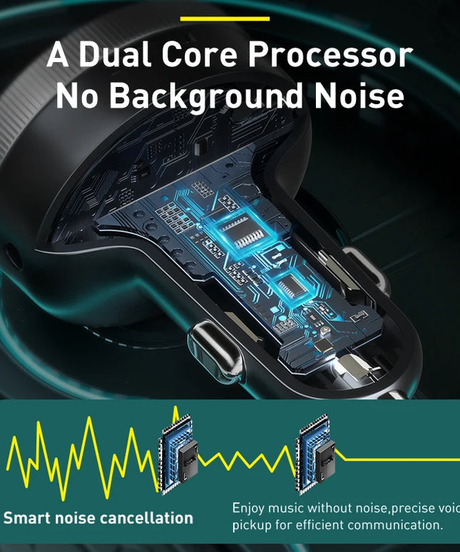 Baseus FM Modulator: Bluetooth 5.0 Music Adapter with 3.4A Dual USB Car Charger