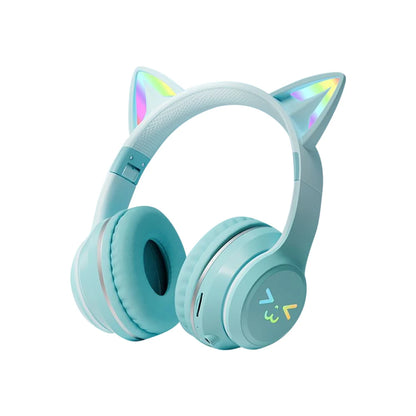 Wireless Cat Ear Headphones: RGB Light-Up Bluetooth Earphones for Music and Gaming