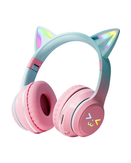 Wireless Cat Ear Headphones: RGB Light-Up Bluetooth Earphones for Music and Gaming