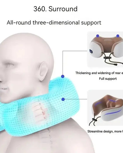 Adjustable Heating Electric Neck Massage Pillow: U-Shaped Memory Foam for Ultimate Relaxation