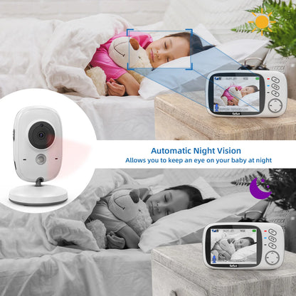 Wireless Video Baby Monitor 3.2-Inch: Auto Night Vision, Intercom, and Temperature Alerts