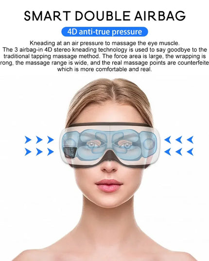 Smart Eye Massager with 6D Airbag Vibration: Bluetooth Hot Compress for Eye Comfort and Fatigue Relief