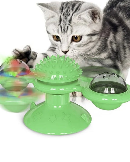 Interactive Windmill Cat Toy: Puzzle Game with Whirligig Turntable for Kittens