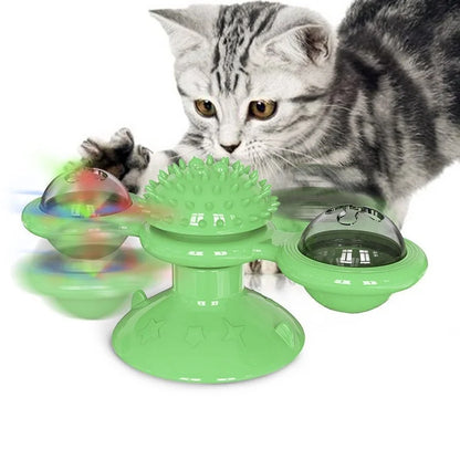 Interactive Windmill Cat Toy: Puzzle Game with Whirligig Turntable for Kittens