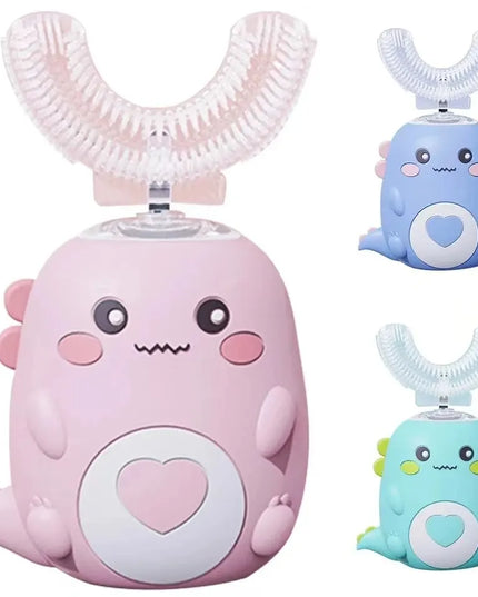 360° Automatic Children’s Toothbrush: USB Rechargeable U-Shaped Silicone Design