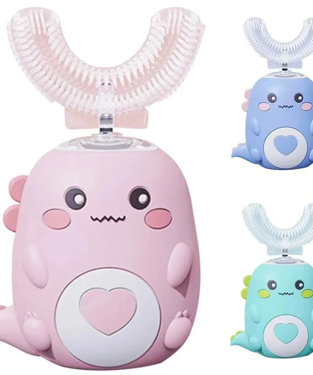 360° Automatic Children’s Toothbrush: USB Rechargeable U-Shaped Silicone Design
