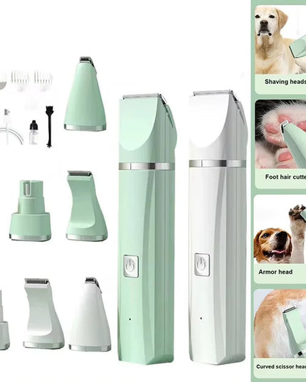 4-in-1 Electric Dog Clippers: Cordless Grooming Trimmer for Low Noise Pet Care