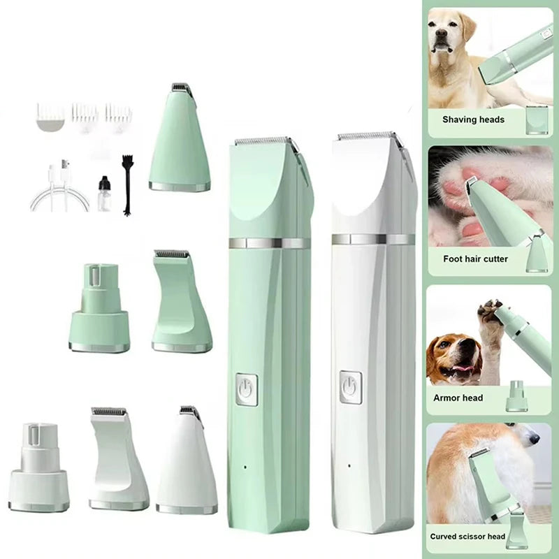 4-in-1 Electric Dog Clippers: Cordless Grooming Trimmer for Low Noise Pet Care