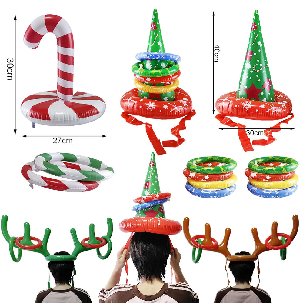 Family-Friendly Christmas Inflatable Ring Toss: Reindeer Antler Game for Holiday Celebrations