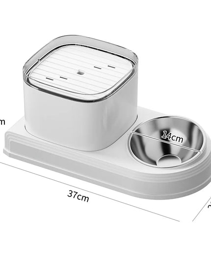 Automatic Cat Water Fountain & Feeding Bowl: 3L Recirculating Water Dispenser for Pets