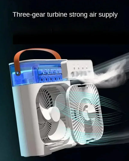 USB Desktop Humidifier Fan: Portable Cooling Spray Fan with LED Lights for Home and Office
