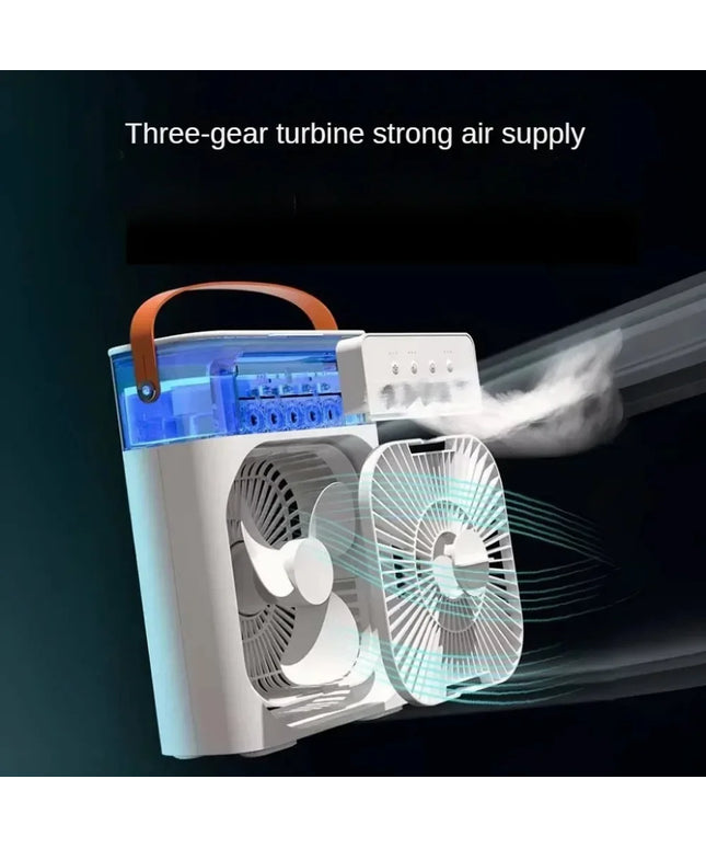 USB Desktop Humidifier Fan: Portable Cooling Spray Fan with LED Lights for Home and Office