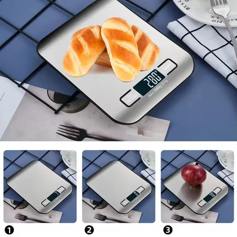 Electronic Kitchen Scale: 5kg/1g Weighing Tool with LED Display for Home, Food, and Jewelry