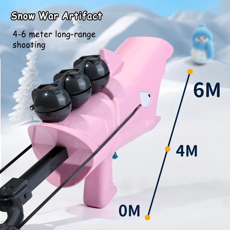 Kids' Shark Snowball Launcher: Plastic Toy with Grasping Clamps for Winter Fun