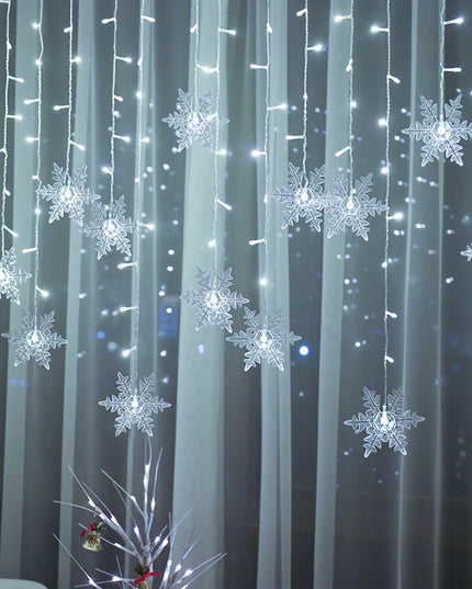 3.2M LED String Lights: Flashing Christmas Snowflakes Fairy Curtain Lights for Holiday and Wedding Decor