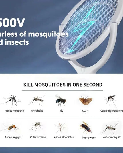 5-in-1 Fast Charging Electric Mosquito Swatter: Adjustable Battery-Powered Bug Zapper Lamp
