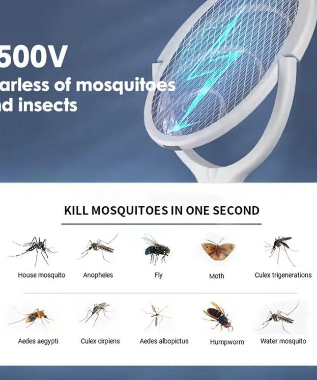 5-in-1 Fast Charging Electric Mosquito Swatter: Adjustable Battery-Powered Bug Zapper Lamp