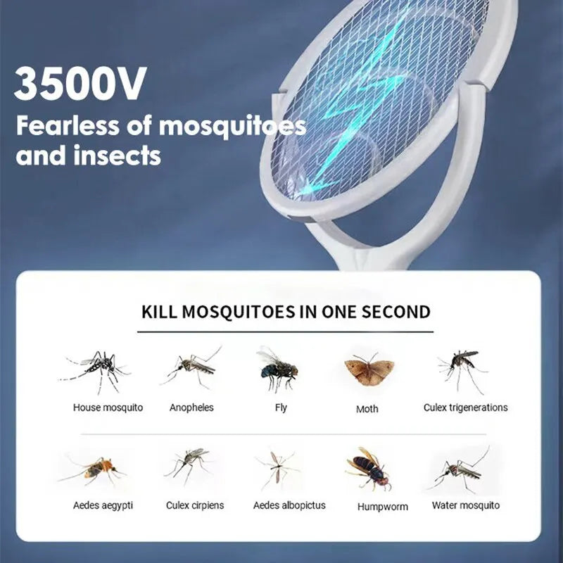 5-in-1 Fast Charging Electric Mosquito Swatter: Adjustable Battery-Powered Bug Zapper Lamp