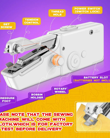 Portable Mini Sewing Machine: Compact Handheld Needlework Tool with Bobbin for DIY Projects