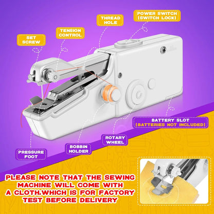 Portable Mini Sewing Machine: Compact Handheld Needlework Tool with Bobbin for DIY Projects
