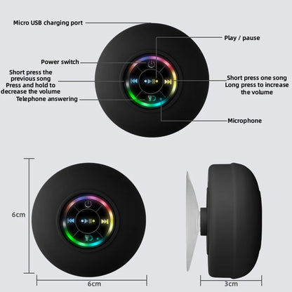 Wireless Shower Speaker: IPX4 Mini Bluetooth Speaker with RGB Light and Microphone