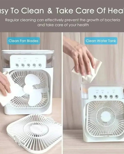 USB Desktop Humidifier Fan: Portable Cooling Spray Fan with LED Lights for Home and Office