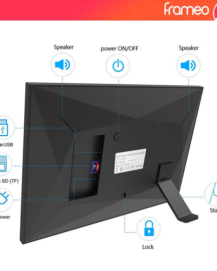 Frameo 10.1-Inch Digital Photo Frame: WiFi-Enabled with 32GB/64GB Storage and 1280x800 Touch Screen